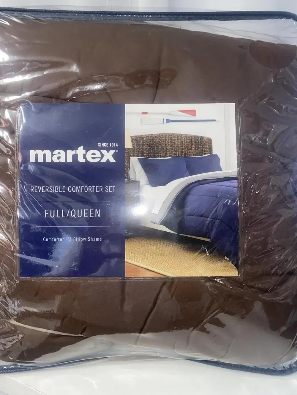 Martex Two-Tone 3-Piece Reversible Full/Queen Comforter Set in Khaki/Chocolate